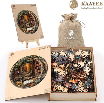 KAAYEE Wooden Puzzles for Adults, Tree House Library Wooden Jigsaw Puzzle - Image 6