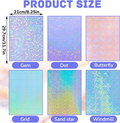 36 Sheets Holographic Sticker Paper Clear A4 Vinyl Sticker Paper Self Adhesive - Image 2