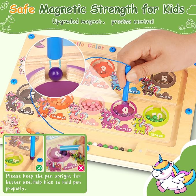 2 in 1 Double Side Magnetic Color and Number Maze, Alphabet Board Aged 1-3 - Image 4