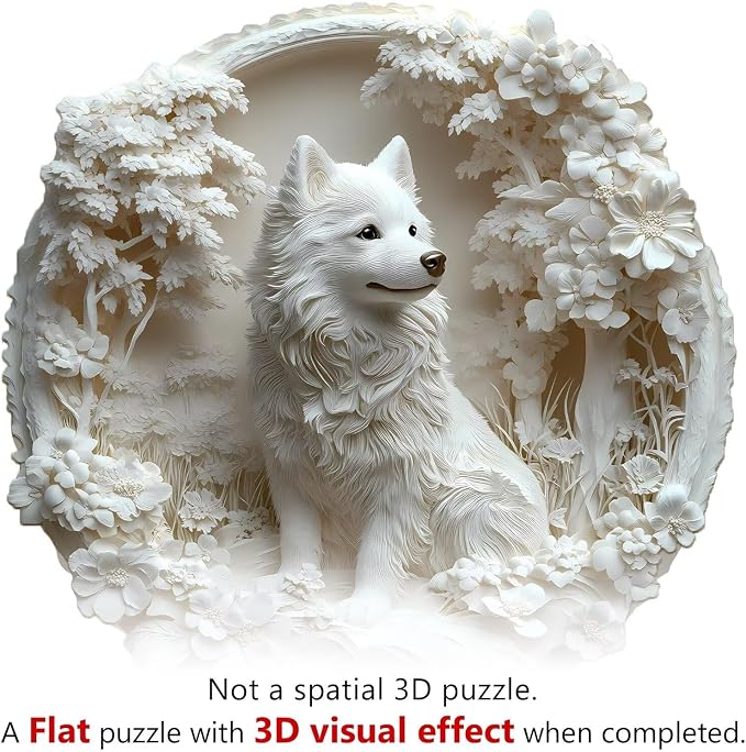 Wooden Puzzles Adults, 3D Paper Samoyed Dog Wooden Puzzles 100 Pieces, Unique - Image 2