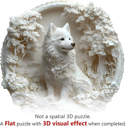 Wooden Puzzles Adults, 3D Paper Samoyed Dog Wooden Puzzles 100 Pieces, Unique - Image 2