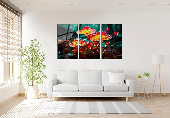 SpiritualHands Fantastic Mushrooms Glass Wall Art Oil Painting - Image 9