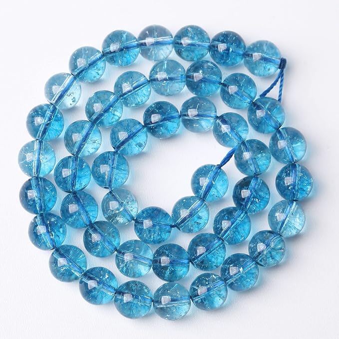 90pcs 8mm Blue Topaz Crystal Quartz Natural Stone Round Loose Beads - Image 2