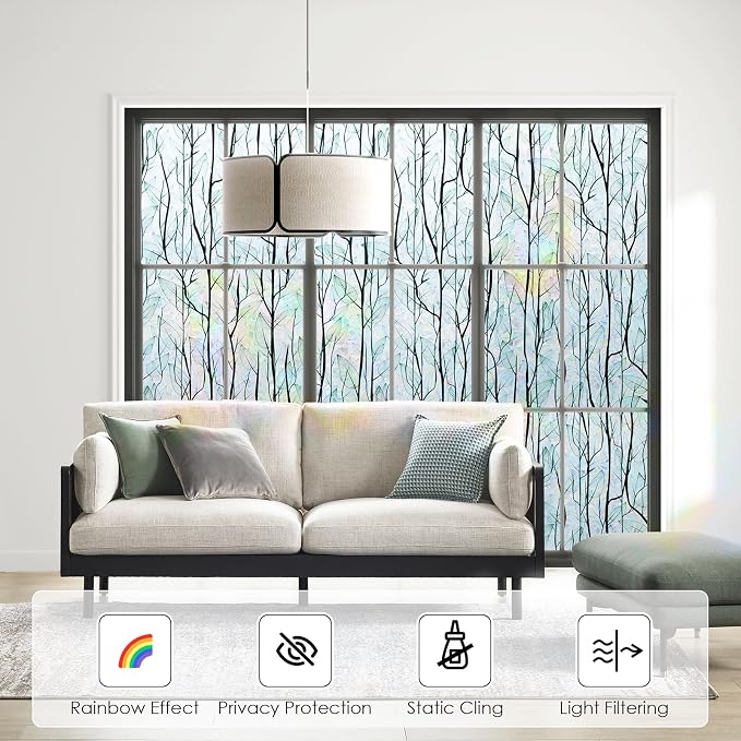 DKTIE Nature Pattern Rainbow Window Film Decorative Stained Glass Window Film - Image 2