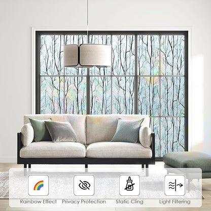 DKTIE Nature Pattern Rainbow Window Film Decorative Stained Glass Window Film - Image 2