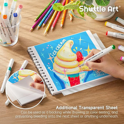 Shuttle Art Marker Pad, 8.9”x8.3” Portable Sketchbook, 40 Sheets Marker Drawing - Image 5