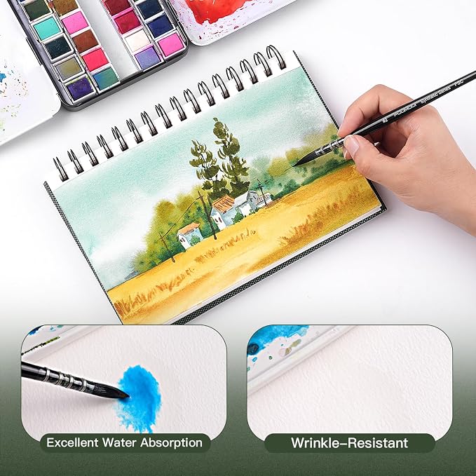 Watercolor Paper Pad, Fuumuui 5.5 * 8.5 inch 100% Cotton Paper, Spiral Bound - Image 6