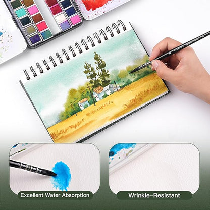 Watercolor Paper Pad, Fuumuui 5.5 * 8.5 inch 100% Cotton Paper, Spiral Bound - Image 6