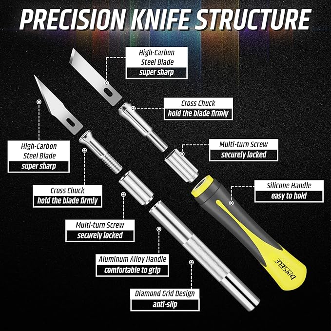 DIYSELF 16-Piece Craft Knife Set, Exacto Knife Set, 3-Piece Hobby Knife - Image 3