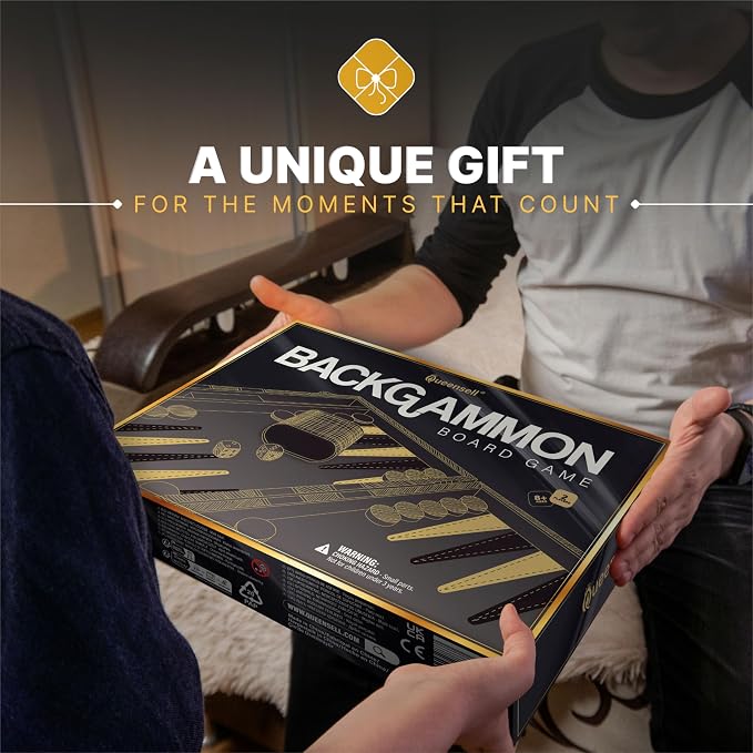Backgammon Sets for Adults – 15-Inch Black PU Leather Board Game Set – Classic - Image 6