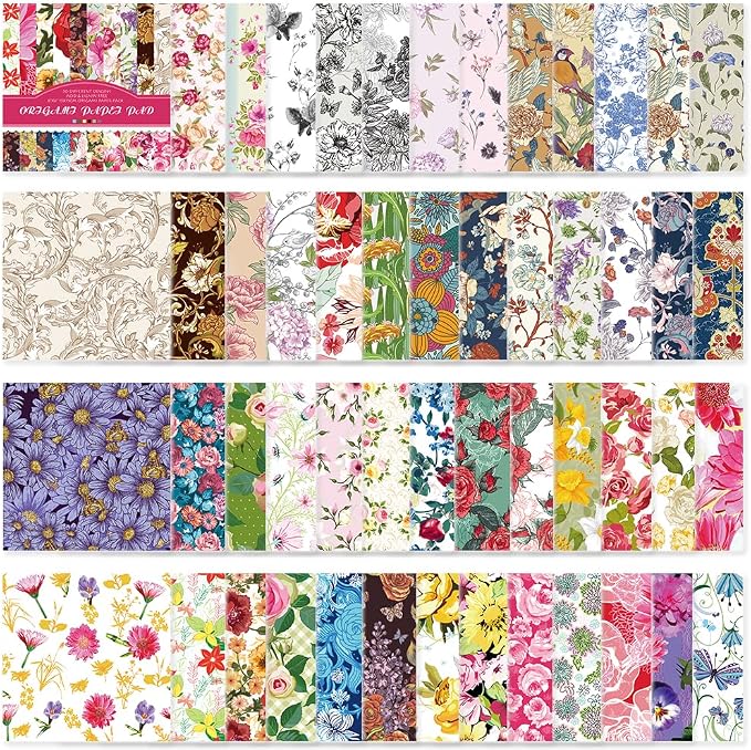 Origami Paper Kit 50 Sheets 70GSM 6 Inch Square Double Sided Color 50 Vivid by Bestartsuppliesforyou