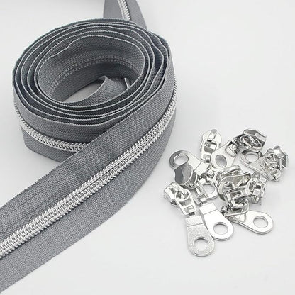 Leekayer #5 Metallic Silver Nylon Coil Zippers by The Yard Bulk 10 Yards Grey - Image 3
