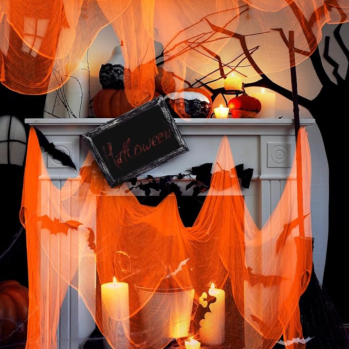 Boao Halloween Cheese cloth 85 x 197 Inch Orange Cheesecloth Roll - Image 6