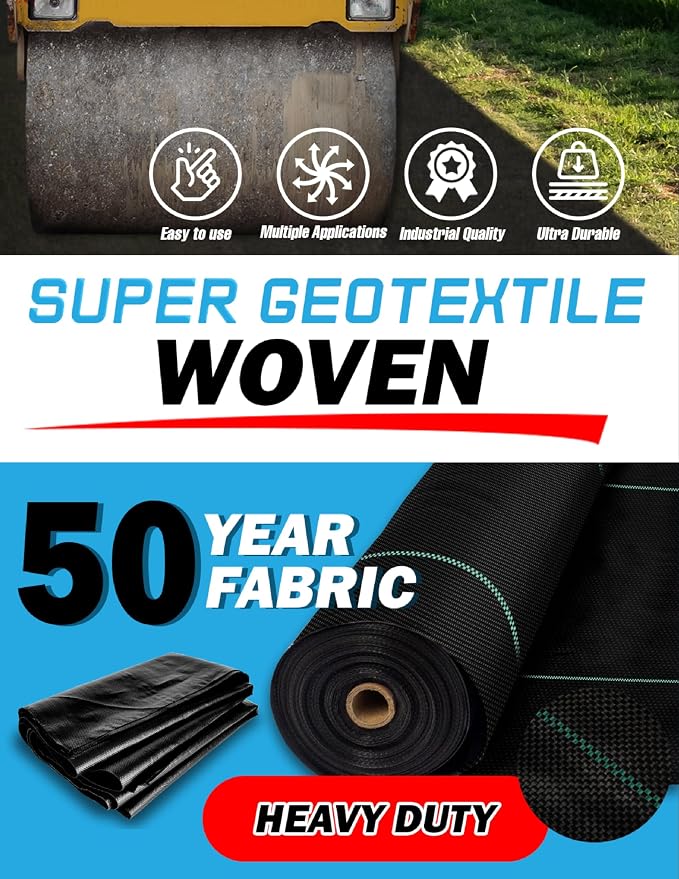 Woven Geotextile Fabric for Driveway and Road Stabilization, Construction - Image 9