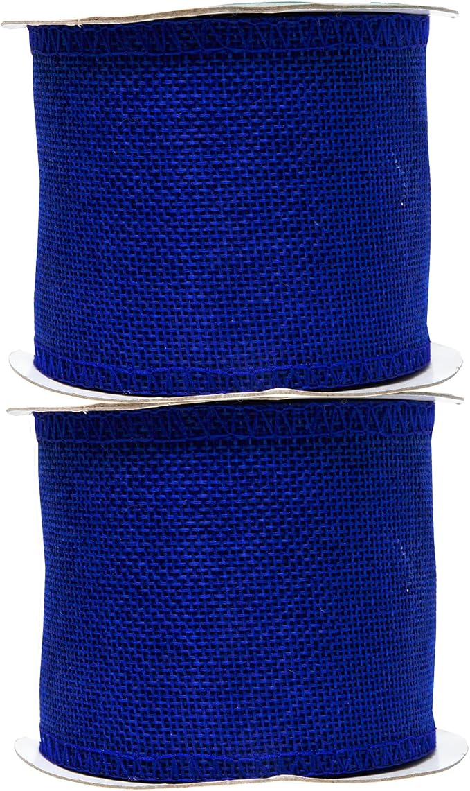 Mandala Crafts Royal Blue Burlap Ribbon 3 Inches Wide Jute Ribbons - Image 2