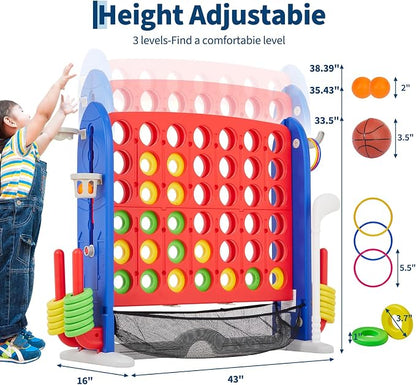 Giant 4 in a Row Game, Adjustable Height Board Jumbo 4-in-a-Row Game - Image 2