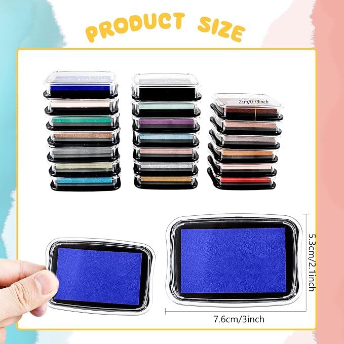 20 Pcs Large Finger Ink Pads for Kids Multicolor Washable Craft Ink Stamp Pads - Image 2
