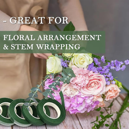 8 Rolls Floral Tape, 1/2" Wide Flower Tape, Dark Green Floral Tape - Image 6