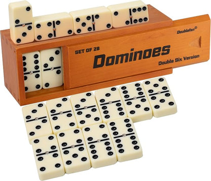 Dominos Set for Adults, Jumbo Size Double 6 Dominoes Set, Classic Board Game by Doublefan