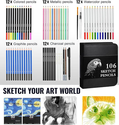 Cool Bank 106 Pack Art Supplies Sketching Kit - Image 2