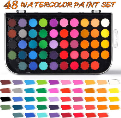 Watercolor Paint Set, 48 Color Watercolor - Image 3