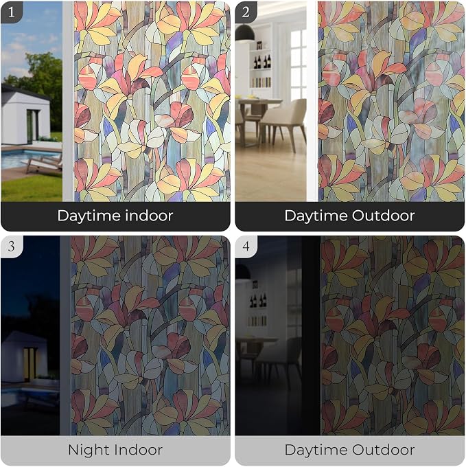 Window Privacy Film, Frosted Glass Decorative Static Cling, Removable Sun - Image 5