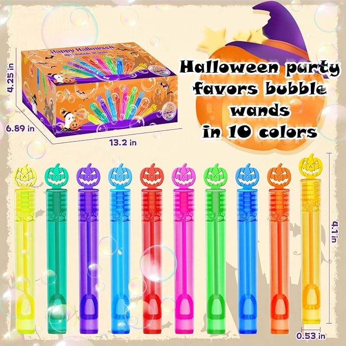 200 Piece Halloween Party Favor Bubbles, Halloween Bubble Wands Bulk - Image 6