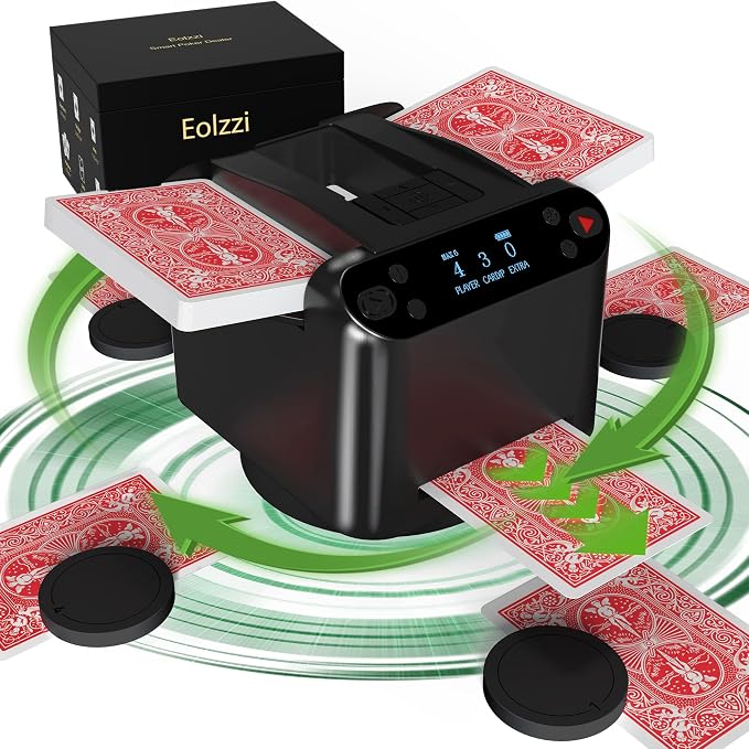 Automatic Card Shuffler and Dealer Machine 360° Rotation, Supports 12 Players by Unknown