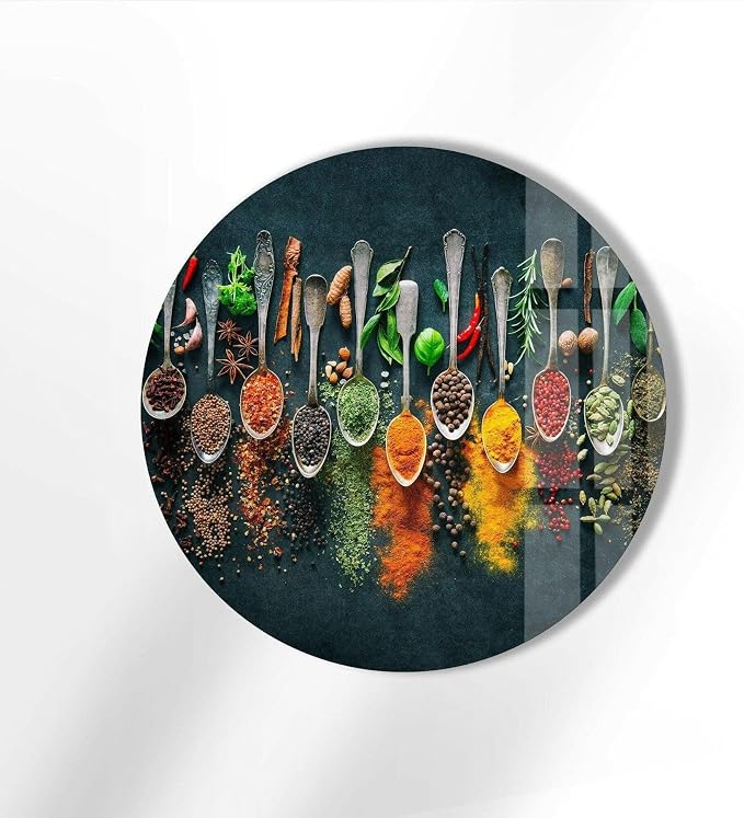 My Photostation.com 31.5'' Diameter Colorful Herbs Round Glass Wall Art - Image 2