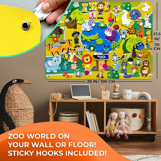 QUOKKA Zoo Felt Board for Kids 3-5 Years Old - Image 4