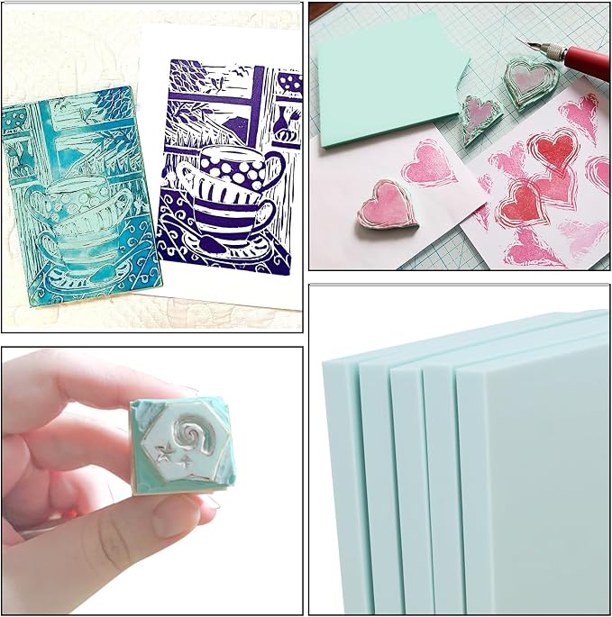 25 Pcs 4"x6" Rubber Carving Blocks, Linoleum Blocks, Stamp Carving Blocks - Image 5