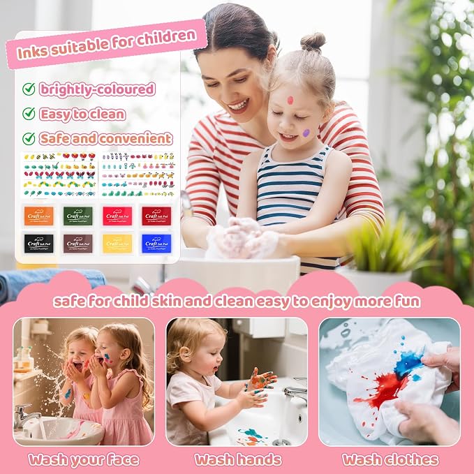 HAFFUZI Washable Stamp Pads for Kids, Ink Pads for Rubber Stamps, 8 Color - Image 6