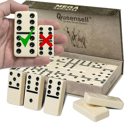 Mega Large 3" Dominoes Set for Adults and Kids – Dominoes Double 6 Classic by Queensell