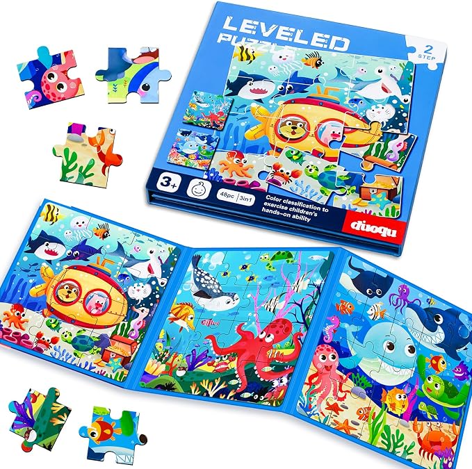 Magnetic Puzzles for Kids Ages 3-5, 3 in 1 Ocean World Toddlers Magnet Jigsaw by WelcometoEREBADI