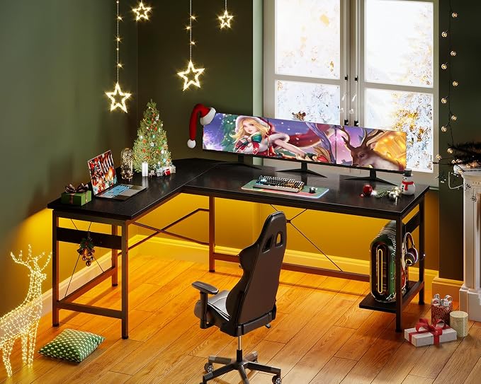 Coleshome 66" L Shaped Gaming Desk, Corner Computer Desk, Sturdy Home Office - Image 8