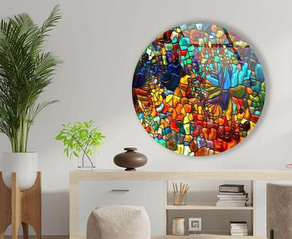 My Photostation.com 15.8'' Diameter Red Mosaic Round Glass Wall Art Tempered - Image 4