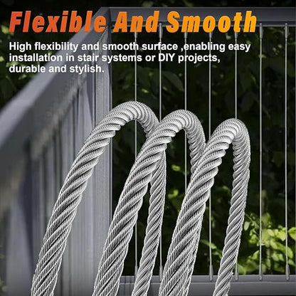 Stainless Steel Cable for Railing - 25FT 1/4" T316 Wire Rope - 7 x 19 Strands - Image 5