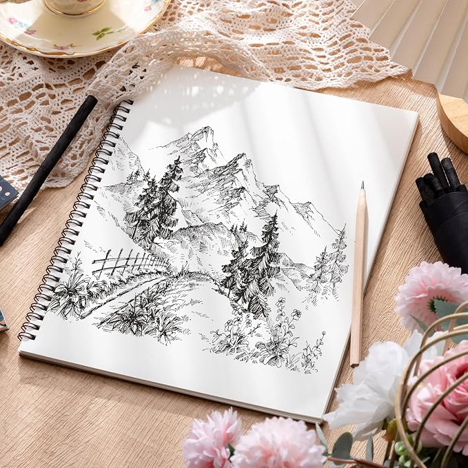 4 Pack Sketch Book, 8.5 x 11Inch Sketchbook, 68lb/100gsm Top Spiral Bound - Image 5