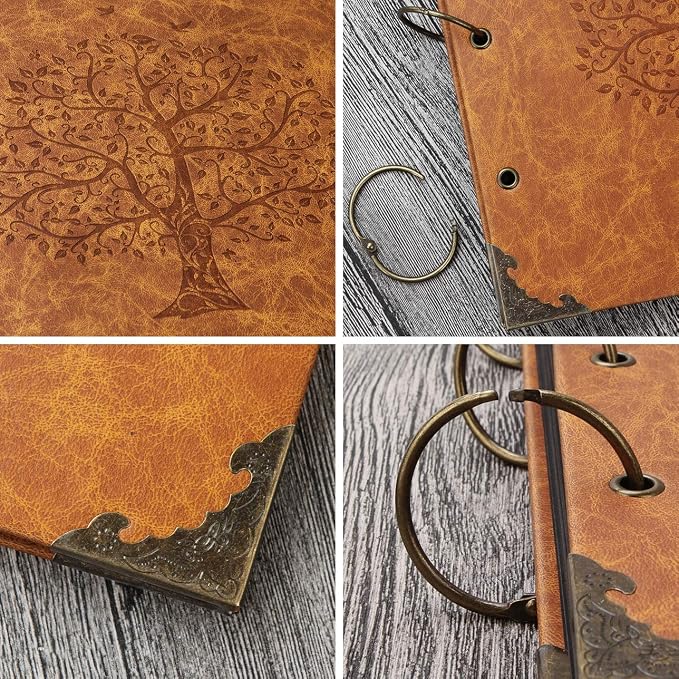 Photo Album DIY Scrapbook 10x10 inch 50 Pages Double Sided, Vintage Leather - Image 3