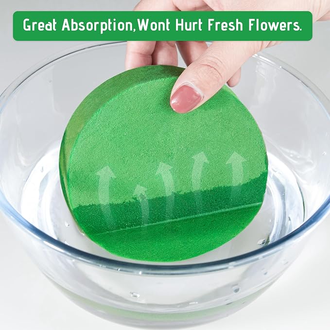 Max Shape 6Pcs Floral Foam Round Blocks, Large Wet and Dry Green Foam - Image 4