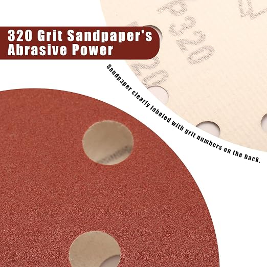 320 Grit 5 Inch Sanding Discs Hook and Loop Sandpaper - Image 2