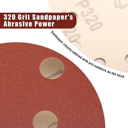 320 Grit 5 Inch Sanding Discs Hook and Loop Sandpaper - Image 2