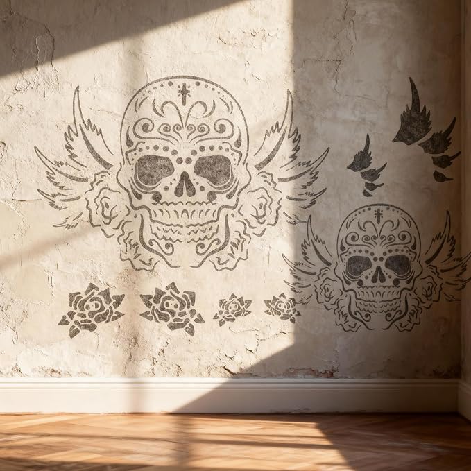 TIAMECH A4 Reusable Flying Skull Wings Stencil - Image 5