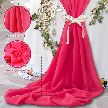 Horbaunal Hot Pink Chiffon Fabric by The Yard, 1 Yard Continuous Sheer Fabric - Image 3