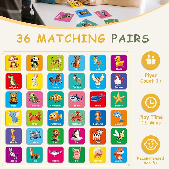 72 PCS Animals Memory Matching Game - Image 2