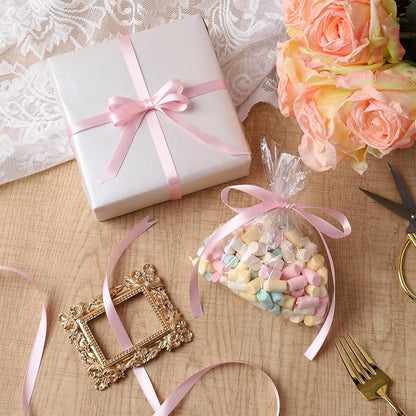 LaRibbons Light Pink Satin Ribbon 3/8 Inch 50 Yards Thin Luxury Double Faced - Image 4