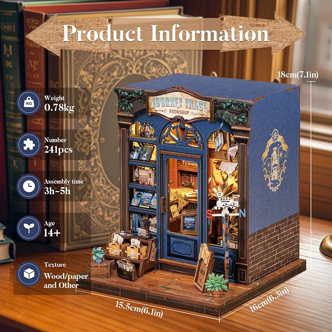 Fsolis Book Nook Kit, DIY Miniature Scene House Kit - Image 2