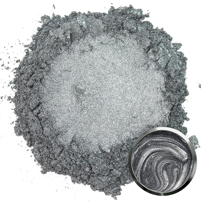 Matio Grey Mica Powder for Epoxy Resin, 1.8oz/ 50g Pearlescent Effect Mica - Image 2