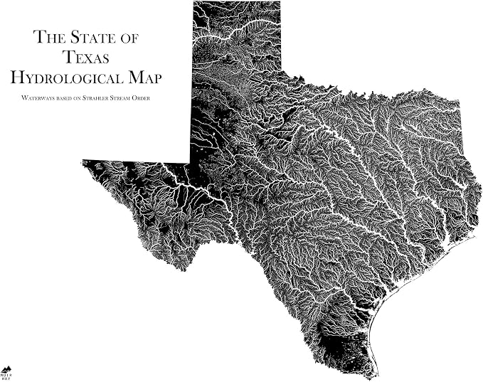 Muir Way Hydrological River Map of Texas by MuirWay