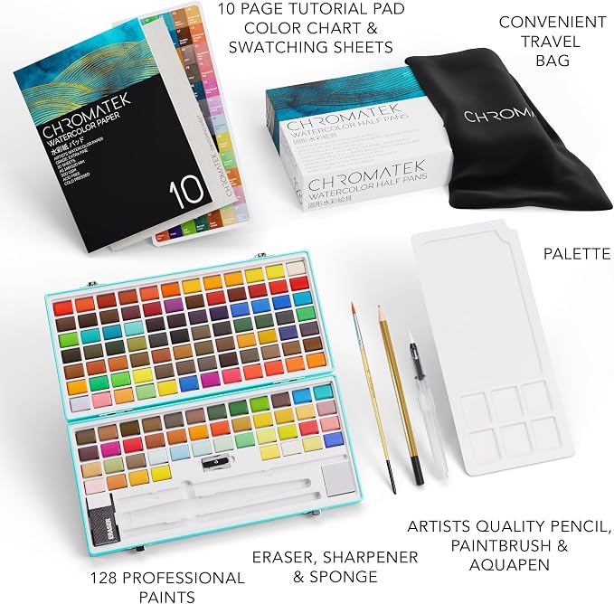 CHROMATEK Watercolor Paint Set – 128 Vibrant Colors - Image 2